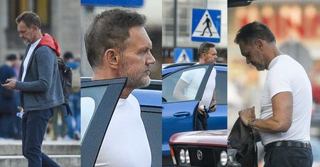 Umięśniony Pazura i jego droga fura. Aktor wysiadł z porsche za 350 tysięcy złotych i prężył muskuły (ZDJĘCIA)