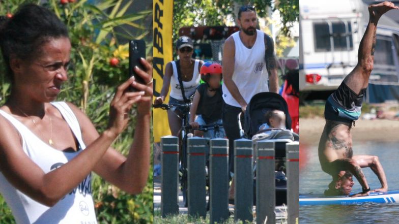 Aleksandra Szwed nad morzem z rodziną