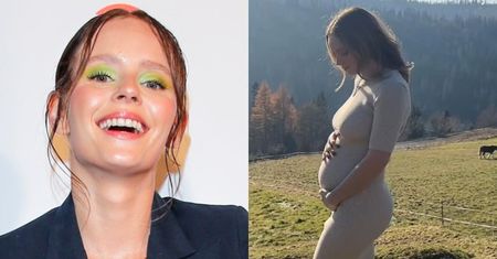 Olga Kalicka głaszcze ciążowy brzuch na tle gór i oznajmia: "Jestem totalnie wzruszona"