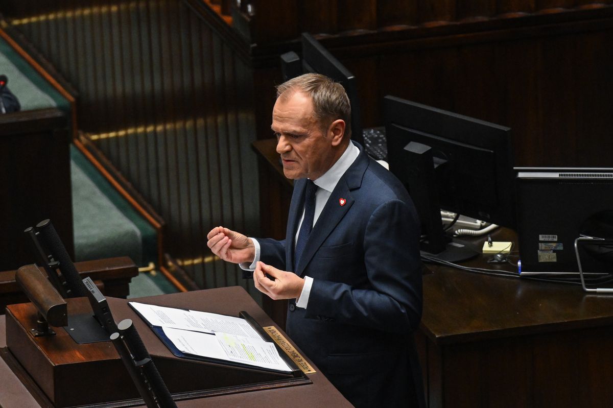 Premier Donald Tusk podczas wystąpienia w Sejmie 