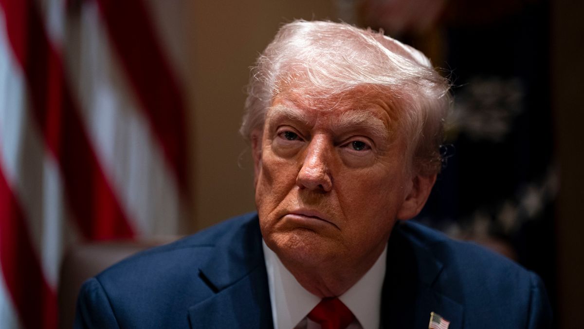 US President Donald Trump during a cabinet meeting at the White House in Washington, DC, US, on Wednesday, Feb. 26, 2025. Elon Musk's demand that more than two million federal employees defend their work is facing pushback from other powerful figures in the Trump administration, in a sign that the billionaire's brash approach to overhauling the government is creating division. Photographer: Al Drago/Bloomberg via Getty Images