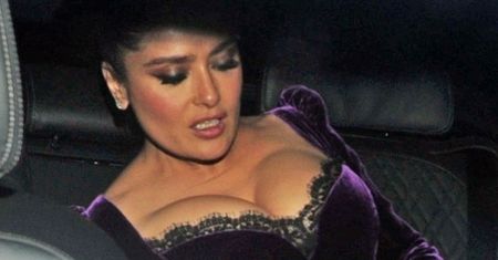 Salma Hayek i jej ściśnięty biust kontynuują wieczór po BAFTA w luksusowej restauracji serwującej owoce morza (ZDJĘCIA)