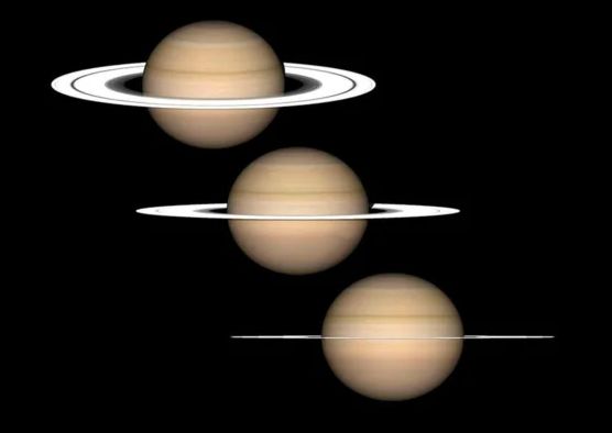 Zmiana nachylenia pierścieni Saturna względem Ziemi.