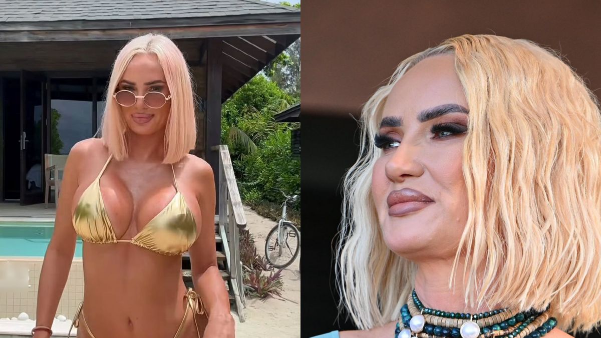 Izabela Macudzińska w ociekającym złotem bikini
