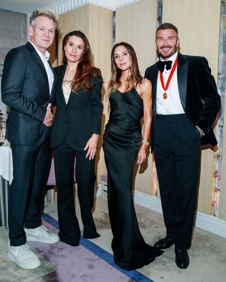 Victoria i David Beckham oraz Gordon Ramsay z żoną