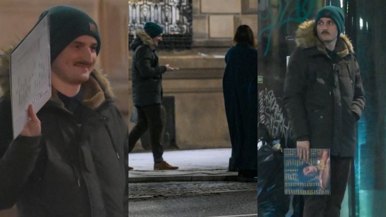 Dawid Podsiadło odprowadza znajomą do taksówki