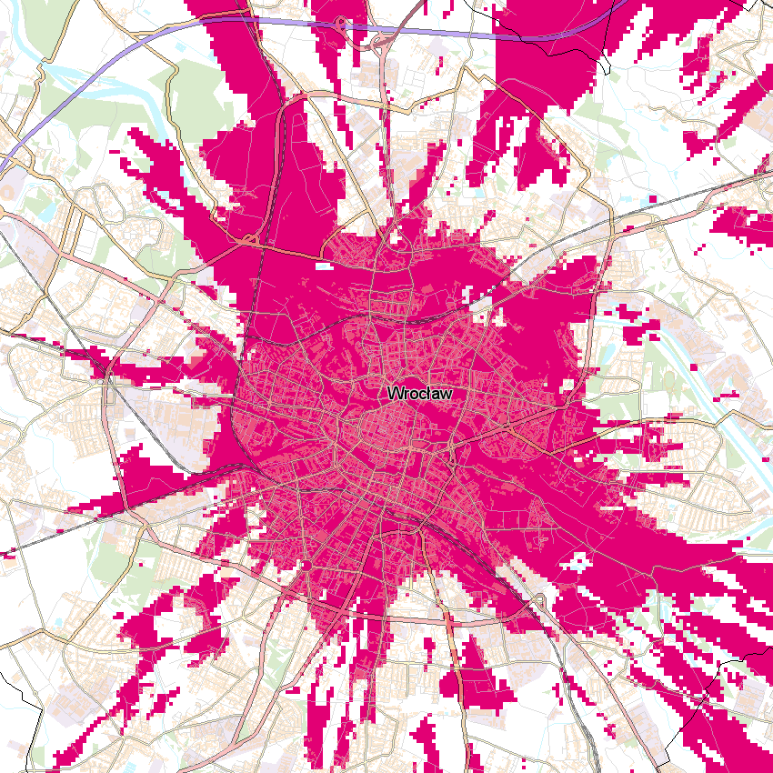Zasięg 5G we Wrocławiu, fot. T-Mobile.