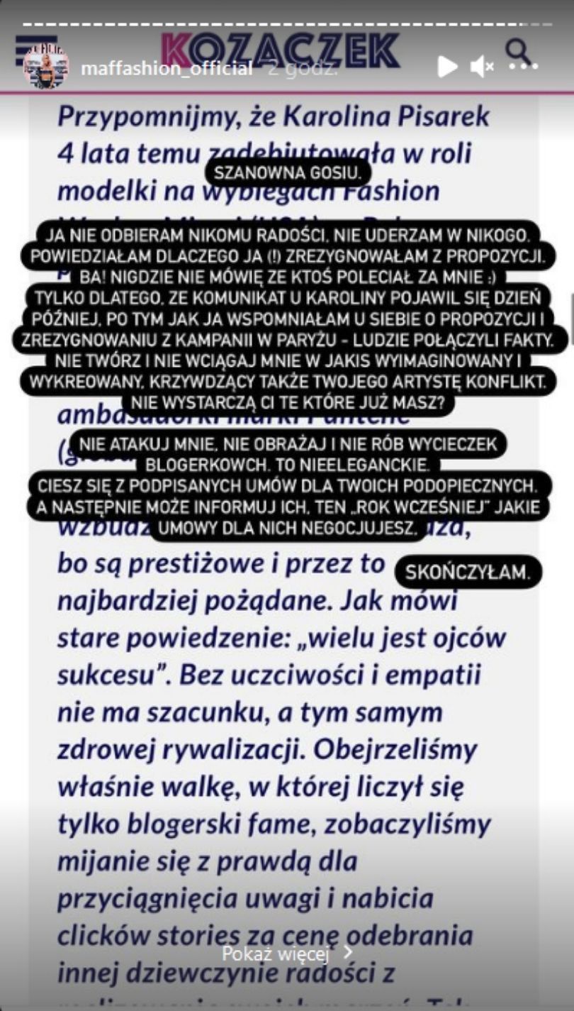 Maffashion odpowiada na krytykę menedżerki Karoliny Pisarek
