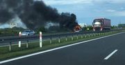Pożar auta na A2 pod Poznaniem. Utrudnienia między Krzesinami a Luboniem