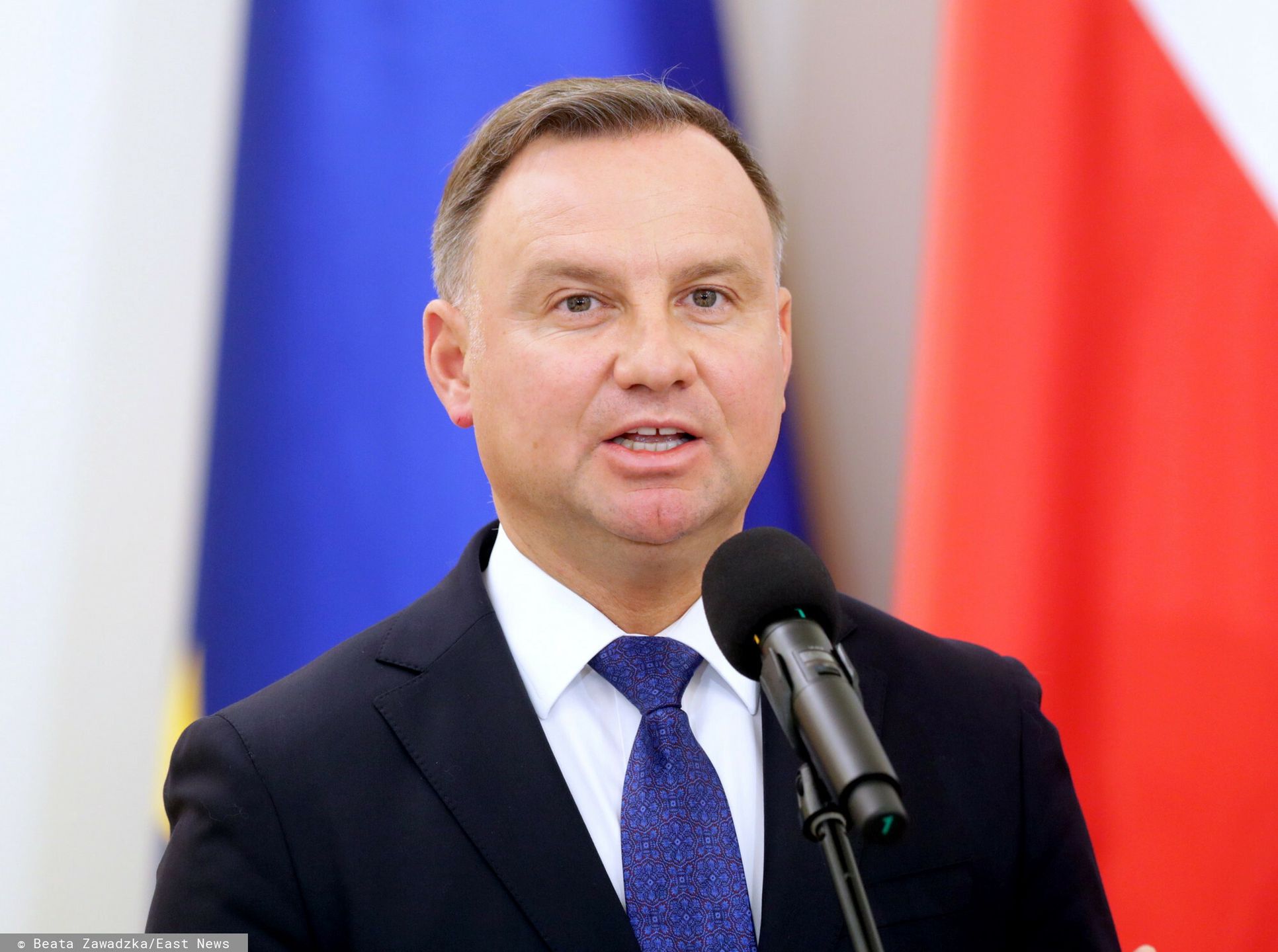 Prezydent kieruje do Sejmu projekt Ustawy o s?dach pokojuFot. Beata Zawadzka/East News, 04.11.2021. Warszawa. Palac Prezydencki. Prezydent Andrzej Duda kieruje do Sejmu projekt Ustawy o sadach pokoju oraz projekt Ustawy - przepisow wprowadzajacych ustawe o sadach pokoju.
N/z: Andrzej DudaBeata Zawadzka