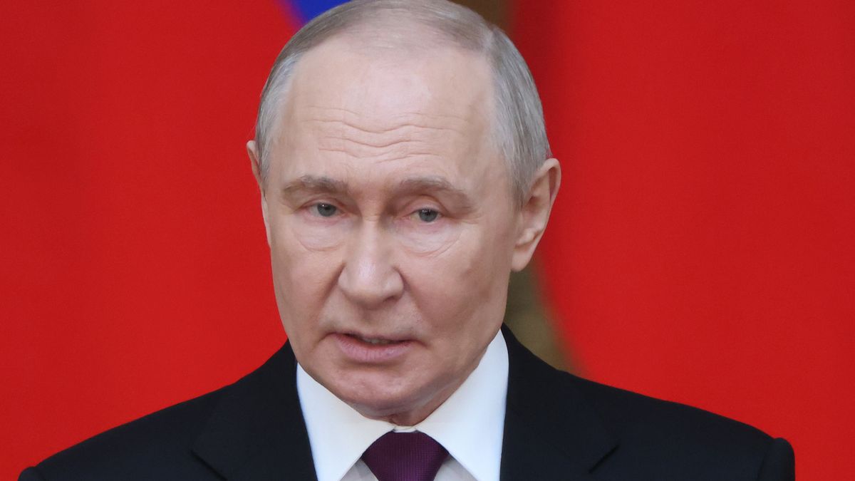 SAINT PETERSBURG, RUSSIA - APRIL 27: Russian President Vladimir Putin addresses participants during a plenary session of the Council of Legislators at the Taurade Palace, on April 27, 2026 in Saint Petersburg, Russia. Putin arrived to Saint Petersburg to mark the Day of Russian Parliamentarism. (Photo by Contributor/Getty Images)