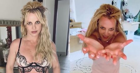 Britney Spears pozuje w majtkach i oznajmia: "Musiałam założyć dodatkową parę, bo prześwitują"