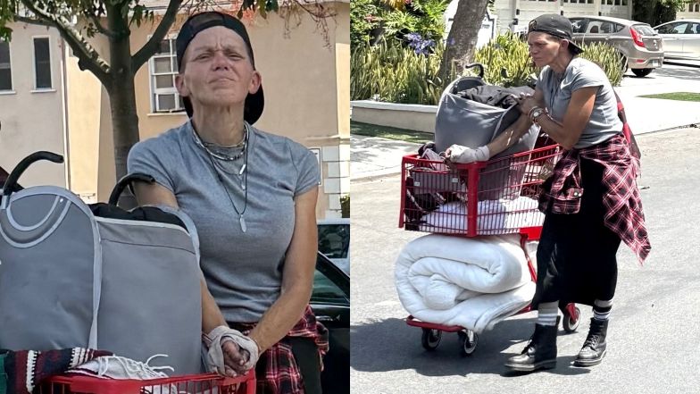 Loni Willison pcha wózek z dobytkiem