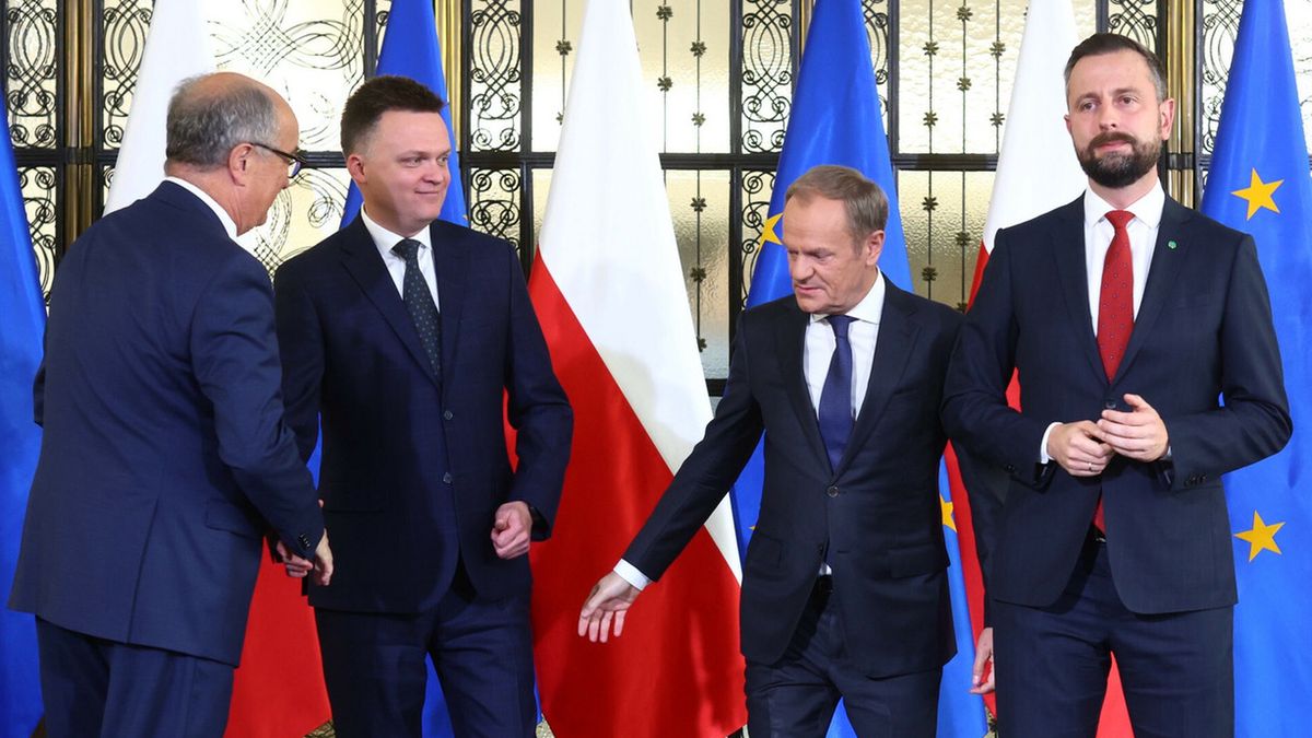 Liderzy koalicji na konferencji prasowej 