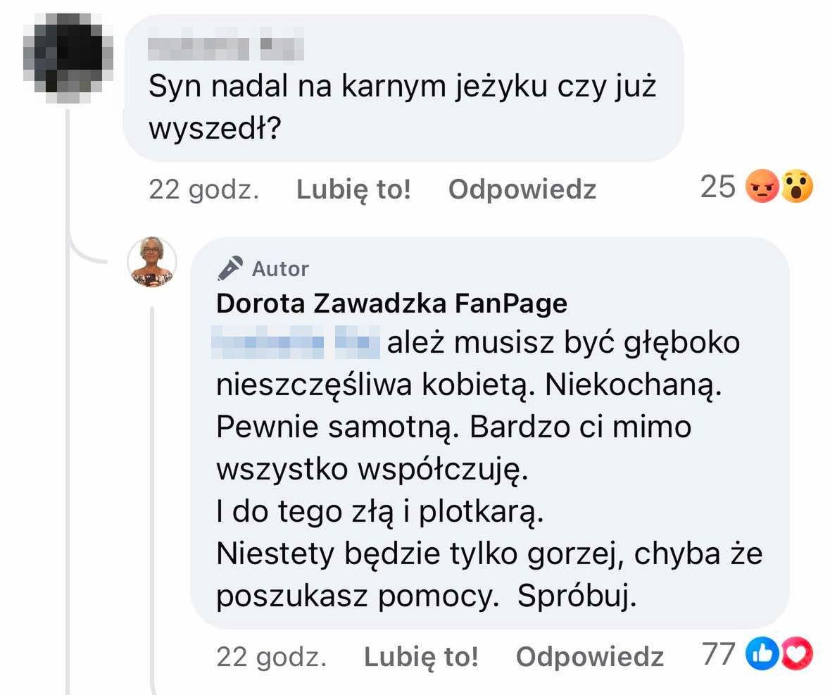 Dorota Zawadzka odpowiada internautce