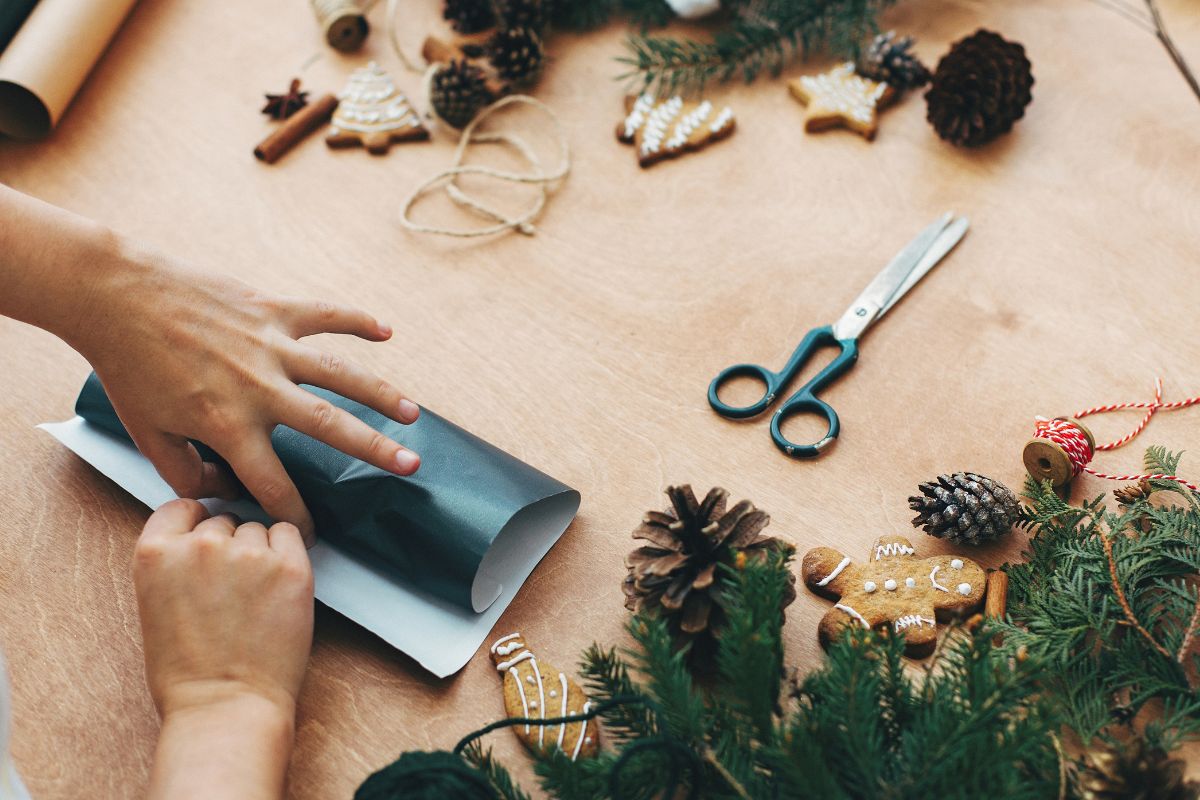 Wrapping paper serves as an alternative to gift bags.