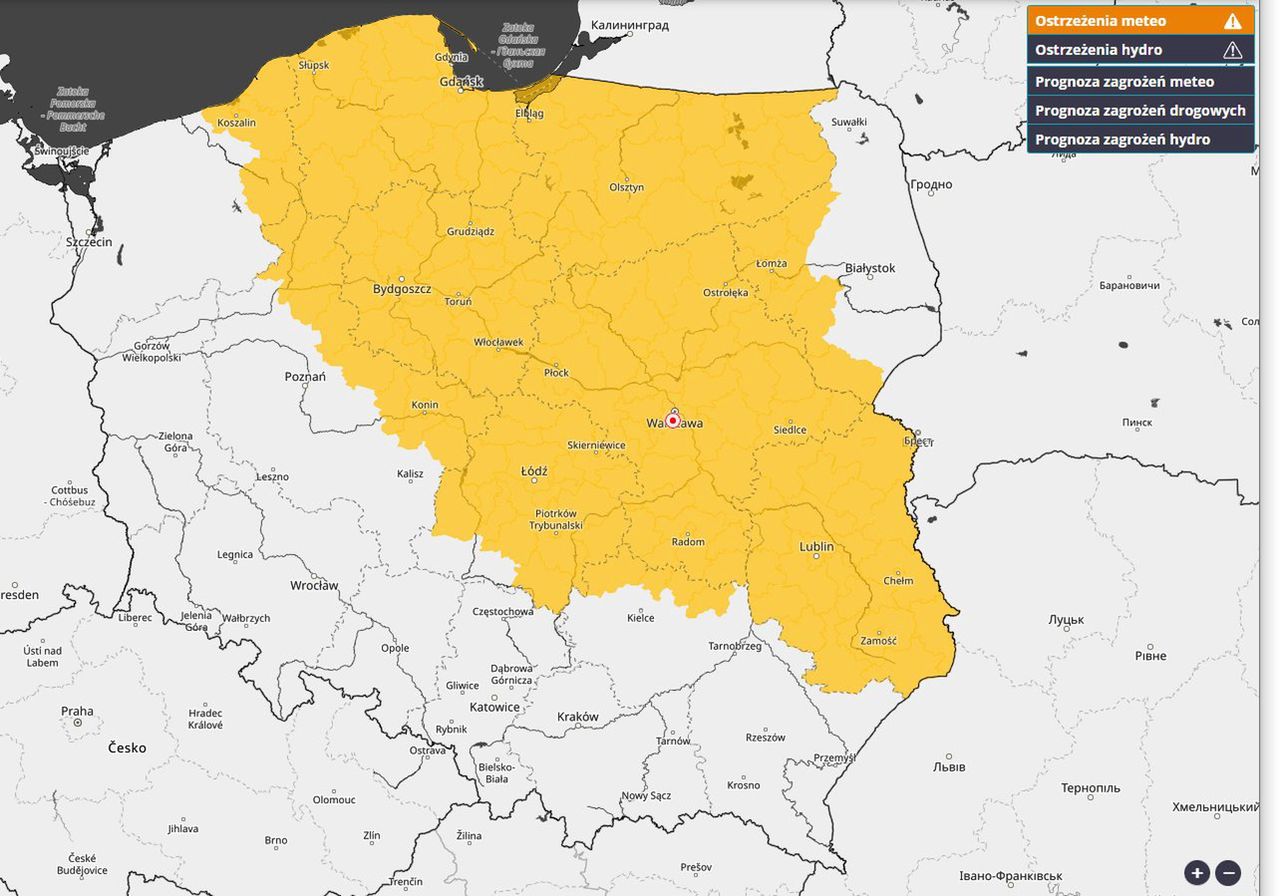 Alert IMGW. Niebezpieczne warunki na drogach/ Mapa ostrzeżeń meteorologicznych