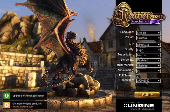 Unigine Heaven 4.0 benchmark aplikacja zrzut ekranu