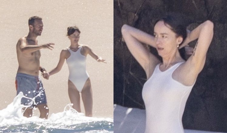 Dakota Johnson i Chris Martin "przyłapani" na plaży w Meksyku 