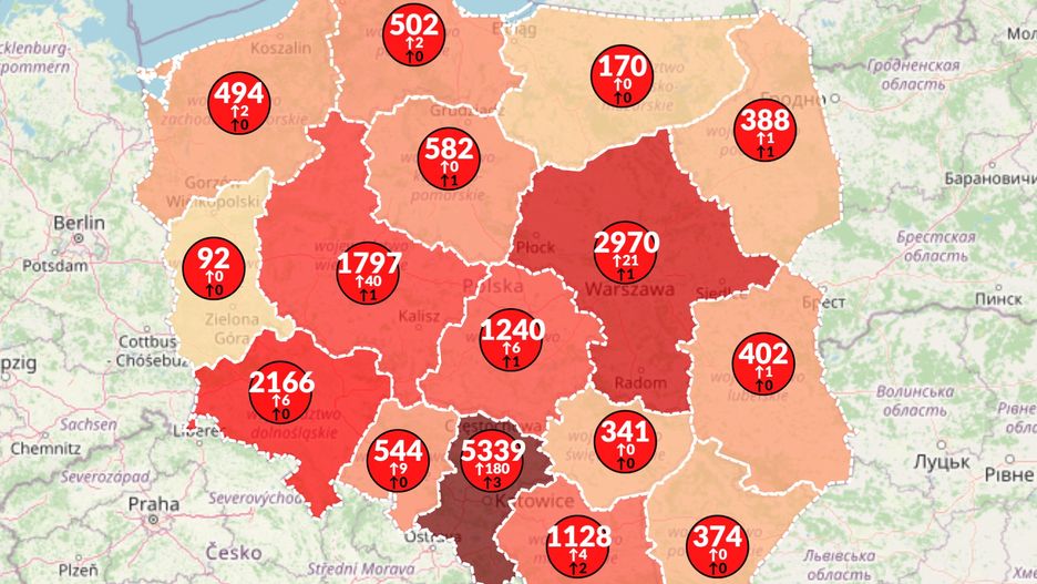 Mapa koronawirusa w Polsce