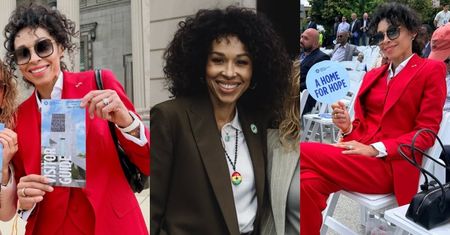 Odziana w krwisty garnitur Omenaa Mensah melduje się na wielkim otwarciu u Michelle i Baracka Obamów. Klasa? (ZDJĘCIA)
