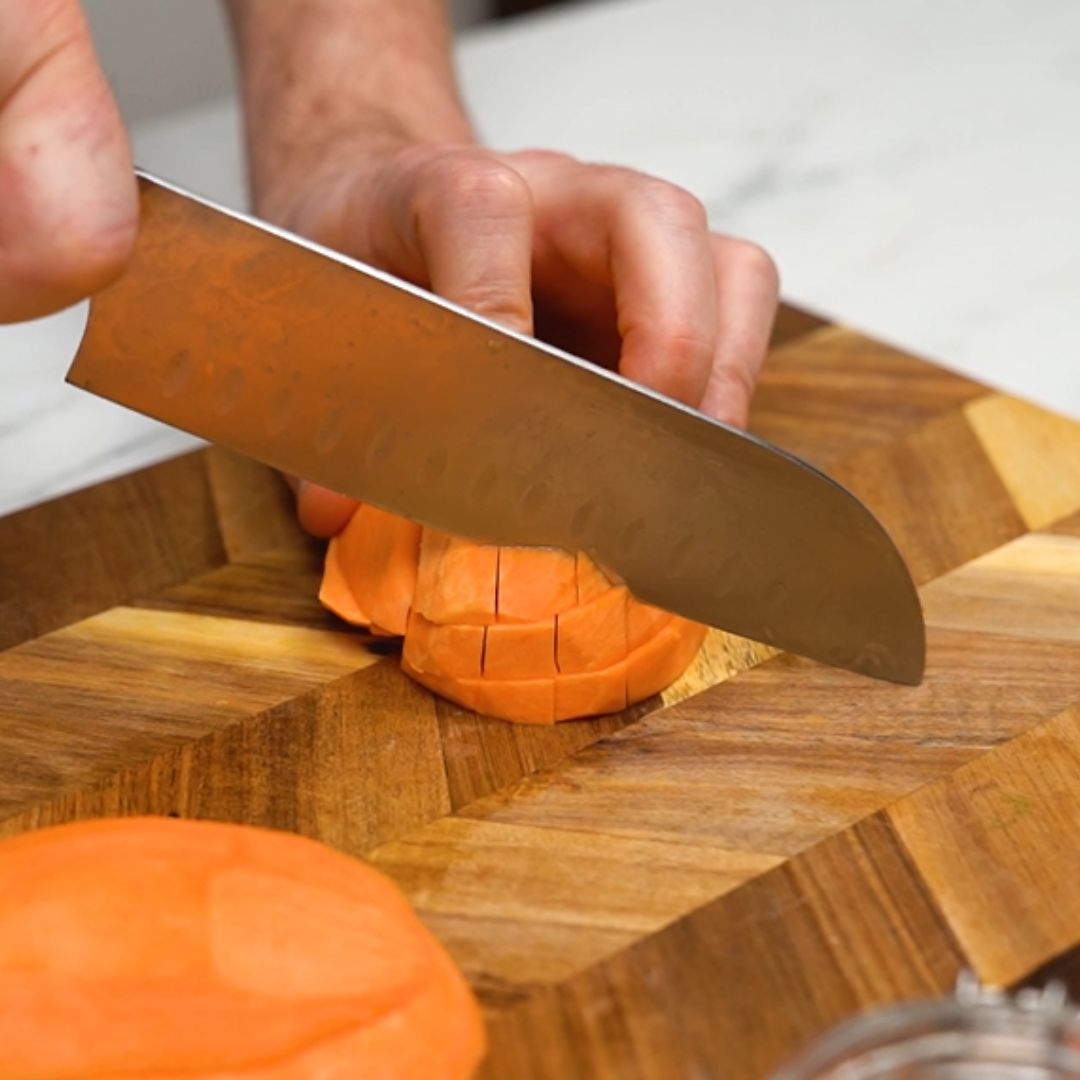 The base of the future soup will be a sweet potato.