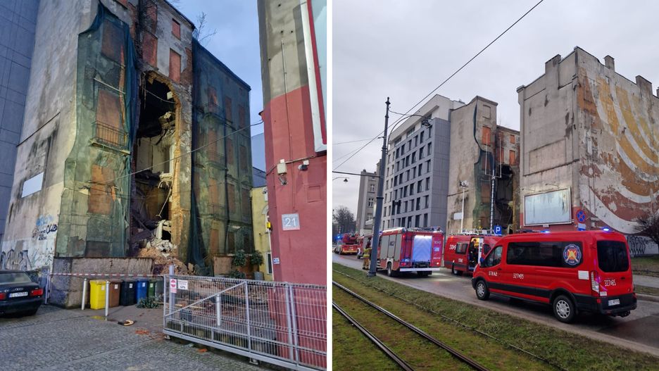 Zawaliła się kamienica przy ul. Narutowicza w Łodzi