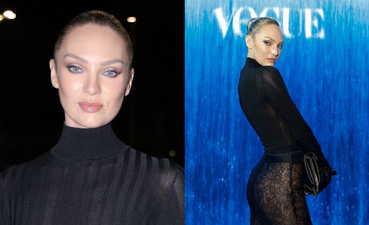 Candice Swanepoel świeci nagim biustem i majtkami w prześwitującym komplecie na imprezie "Vogue'a". Przesadziła?