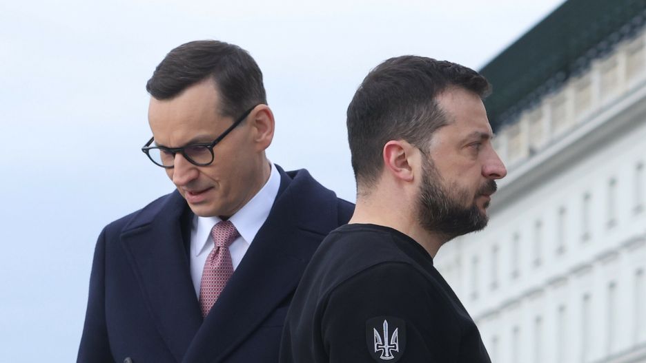 Prezydent Ukrainy Wo?odymyr Ze?enski z wizyt? w Polsce
05.04.2023 Warszawa Wizyta prezydenta Ukrainy Wolodymyra Zelenskiego w Polsce
fot. Andrzej Iwanczuk/REPORTER
n/z: Wolodymyr Zelenski, Mateusz Morawiecki
Andrzej Iwanczuk/REPORTER