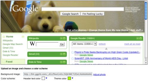 iGoogle pozwala na tworzenie własnego tematu graficznego 1