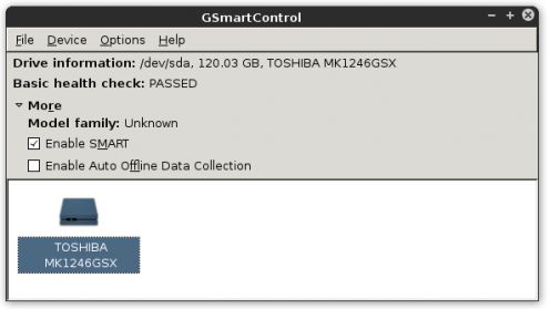 GSmartControl 0.8.3 odczyta informacjie SMART dysku 1