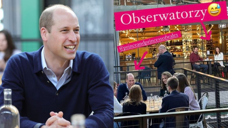 Tomasz Iwan w czerwonej koszuli i asyście byłej dziewczyny Przemysława Salety debiutuje na spotkaniu z księciem Williamem (WIDEO)