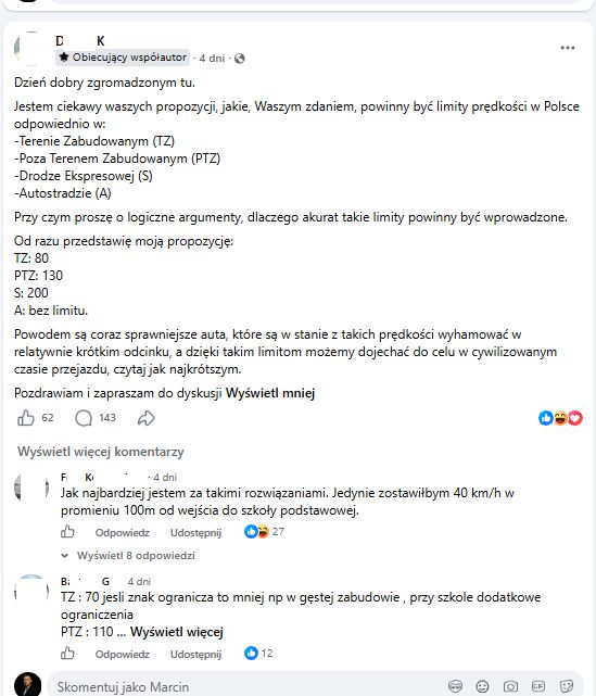 Propozycja jednego z członków grupy "Głos Kierowców"