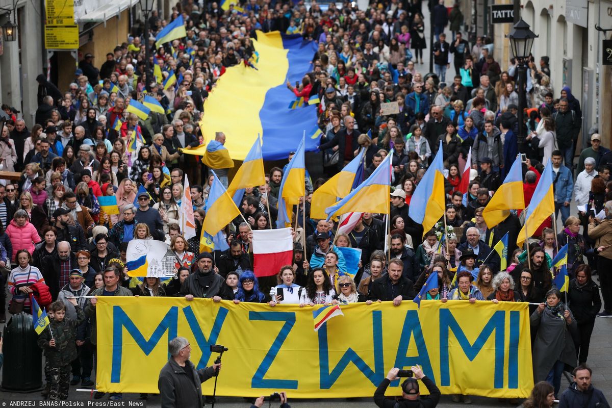 Marsz Solidarno?ci z Ukrain?
24.04.2022 KRAKOW, MARSZ SOLIDARNOSCI Z UKRAINA,  NZ   FOT. ANDRZEJ BANAS / POLSKA PRESS
ANDRZEJ BANAS