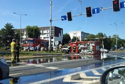 Poważny wypadek w Lubinie. Strażacy jechali na akcję. Są ranni