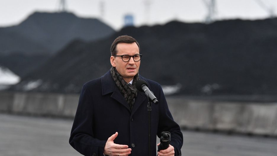 Premier Mateusz Morawiecki podczas konferencji na temat dostępności węgla