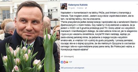 Właścicielka restauracji do Andrzeja Dudy: "Mam nadzieję, że jedzenie z mojego koryta smakowało!"