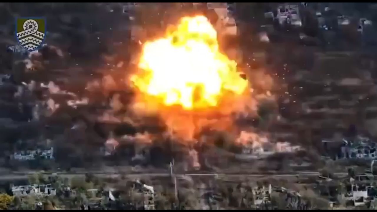 The TOS-1A system after being hit by an FPV drone.