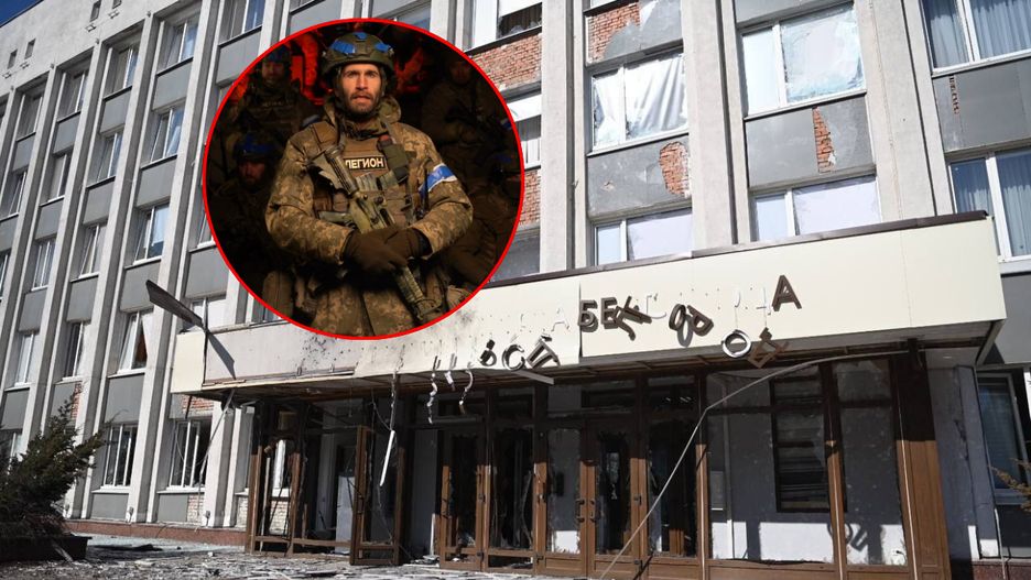 Uszkodzony budynek rady miejskiej w Biełgorodzie 