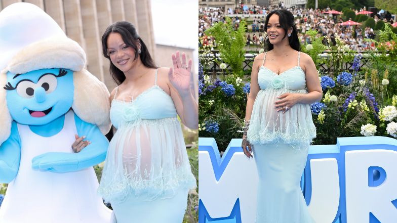 Rihanna eksponuje ciążowy brzuch na premierze "Smerfów"