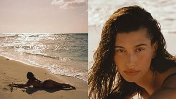 Odziana w bikini Hailey Bieber rozłożyła się na plaży. Hotówa? (FOTO)