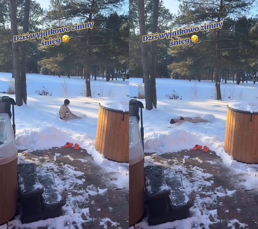 Magdalena Narożna daje nura w śnieżną zaspę