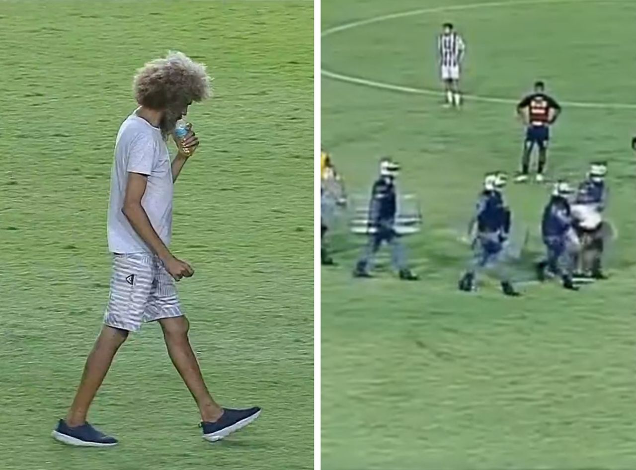 Co to miało być? Dwa razy wbiegał na boisko i... palił marihuanę