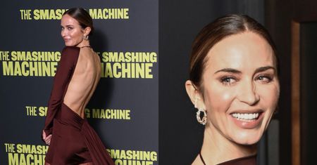 Emily Blunt eksponuje NAGIE plecy w bordowej mini na londyńskiej premierze. Udana stylizacja?