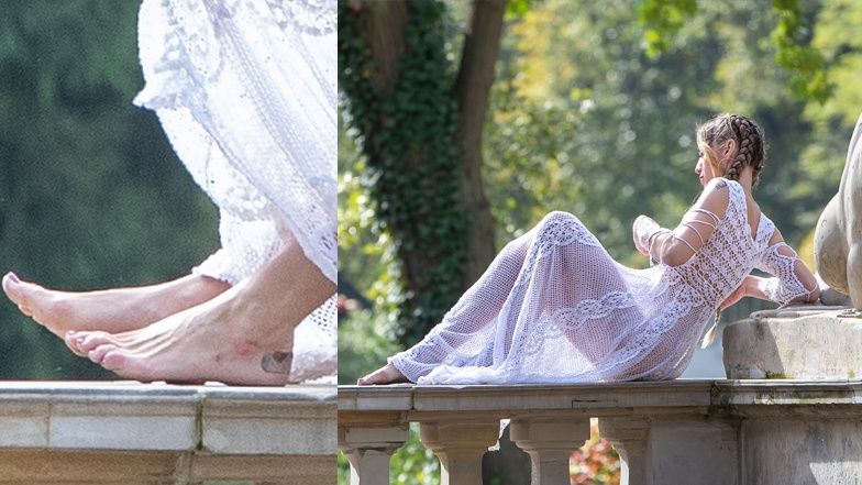 Marianna Schreiber pozuje w Łazienkach Królewskich 