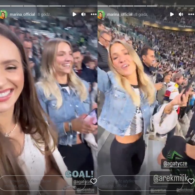 Marina Łuczenko i Agata Sieramska kibicują partnerom na meczu Juventusu