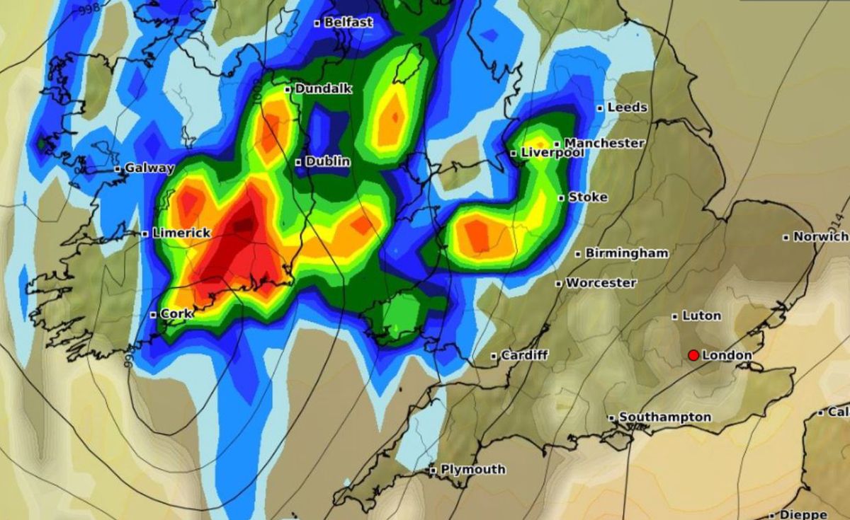 Mapa pogodowa dla Wielkiej Brytanii