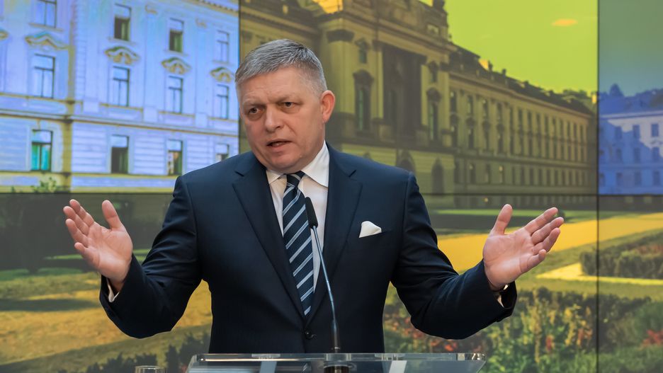 PRAGUE, CZECH REPUBLIC - 2023/11/24: Slovak prime minister Robert Fico seen during a joint press conference after the meeting of Prime ministers of Slovakia and Czech Republic. Prime minister of Slovakia Robert Fico visits the Czech Republic on his first official foreign journey where he met with his Czech counterpart Petr Fiala. Robert Fico became Slovak prime minister for the fourth time, after his political party Smer - Social Democracy party won parliament election held in September. (Photo by Tomas Tkacik/SOPA Images/LightRocket via Getty Images)
