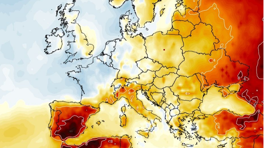 Pogoda. Podmuch gorącego powietrza nad Polską poprzedzi gwałtowne burze (źródło: wxcharts.com)