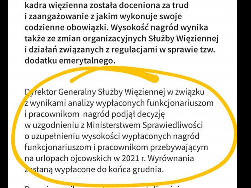 Pismo z 17 grudnia Służby Więziennej